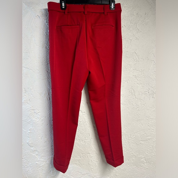 Loft red straight cut pants with waist tie - Picture 5 of 6